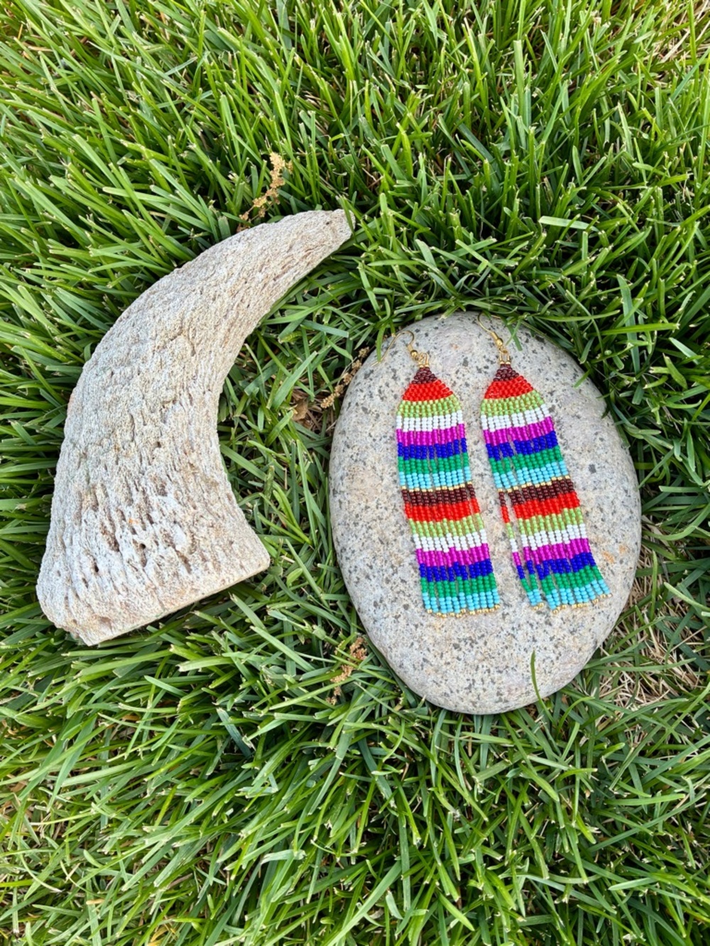 IYKYK Stripe Beaded Fringe Earrings 2